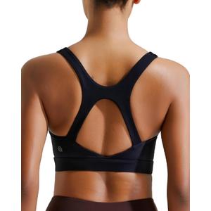 RUNNING GIRL High Impact Sports Bras for Women, High Support Running Strappy Women's Sports Bra with Sewn in Pads (Black, XXL)