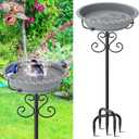 Bird Bath for Outside,Vintage Freestanding Birdbath & Birdfeeder, 40In Bird Baths Feeder with Detachable Plastic Bowl for Garden Patio Yard Lawn Decor, Upgraded 5-Pronged Base (Grey)