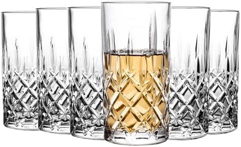 binsakao Highball Glasses Collins Tall Beverage Set of 11,14 Ounce Cups Glassware for Drinks, Water, Beer, Soda