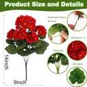 6 Pcs Artificial Geranium Flowers for Outdoors Geranium Silk Red Flower Outdoor UV Resistant Garden Plants Faux Flowers for Christmas Home Kitchen Table Centerpieces Decor