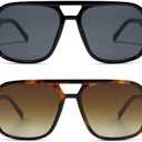 HERJOUR Retro Trendy Square Aviator Sunglasses Womens Mens 70s Classic Vintage Oversized Sun Glasses AR82173