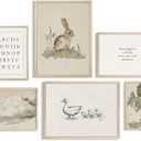 Vintage Nursery Wall Art Kids Canvas Prints Baby Boys Wall Decor Animal Pictures Bunny Poster Neutral Children Prints Duck Painting Woodland Bear Artwork for Farmhouse Bedroom 8x10 Inch Wood Framed