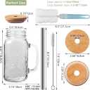 2 Pack 24Oz Mason jar cups with lids and straws, Mason Jars with Handle