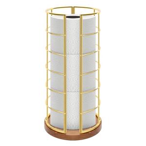 NearMoon Toilet Paper Organizer Stand, Free Standing 3 Rolls Tissue Storage, Metal Bathroom Accessory, Rustproof Toilet Roll Holder for Kitchen Countertop Inside Cabinet Shelf(Metal Base, Gold)