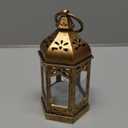 LLQ 8Pcs Mini Lantern with LED Tealight, Vintage Brown Lanterns Decorative, Hanging Candle Lanterns for Ramadan Christmas Wedding Table Centerpiece Indian Diwali Decor, Garden Fairy Party Decorations