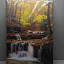 Waterfall Canvas Wall Art Sunset Forest Wall Decor for Living Room Green Woodland River Landscape Canvas Prints Pictures National Park Posters Natural Artwork for Bedroom Home Decoration 24x36"