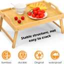 Bamboo Bed Tray Table, Folding Legs and Handles, Breakfast Tray, Laptop Desk for Bed or Sofa, Serving Tray for Eating, Working, Reading,Picnic
