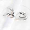 6 Pcs Christmas Deer Napkin Rings Silver Metal Elk Shaped Design Napkin Holder for Xmas New Year Holiday Wedding Receptions Dining Table Great Decorations
