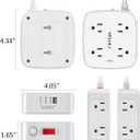6 Ft Surge Protector Power Strip - 8 Widely Outlets with 4 USB Ports, 3 Side Outlet Extender with 6 Feet Extension Cord, Flat Plug, Wall Mount, Desk USB Charging Station, ETL,White