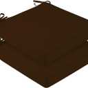 downluxe Waterproof Outdoor Chair Cushions Set of 2, 19" x 19" x 3" Patio Chair Cushion with Non-Slip Ties & Handle, Square Outdoor Cushion for Patio Furniture with Removable Cover, Brown