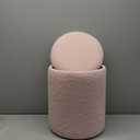 YFO Round Ottoman with Removable Lid Upholstered, Multifunctional Vanity Chairs for Makeup, Soft Footrest Stool Ottoman Foot Stool for Living Room, Bedroom, Boucle, Pink