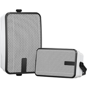 Outdoor Bluetooth Speakers 400w for Garage, Patio, Porch, Gazebo, Soffit, Entertainment Room. Wall Mount Speaker, Wireless Sync Up to 100 Speakers, IPX5 Waterproof (2 Pcs)