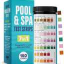 JNW 7-in-1 Pool Test Strips, 150 Quick & Accurate Test Strips for Pool Water, Spa Test Strips for Hot Tub, Chlorine Test Strips, Bromine, pH, Alkalinity, Hardness & More - Swimming Pool Test Kit