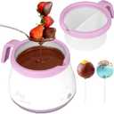 Party Desserts Candy and Chocolate Melting Pot with 2 Pots, Mini Electric Fondue Pot, Melts Candy Chocolate in a Couple of Minutes, Ideal for Cake Pops Cookies Cakes, 2.5 Cups, Pink