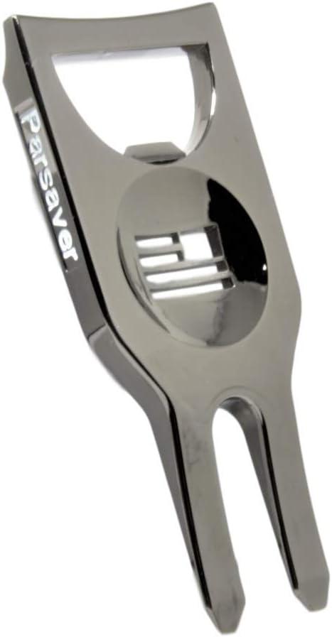 Parsaver Players Golf Divot Tool - 6 in 1 Multi Purpose Tool - Divot Tool with Ball Marker - Alignment Golf Ball Markers Included - Bottle Opener Pitch Fork Gadget - Permanent Marker Pen