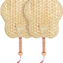 Goaste 2 Packs Hand Woven Fan, Handheld Wheat Straw Fans, Rustic Chinese Manual Fan for Summer Cooling, Wedding Palm, Home Decoration, DIY Decoration, Elderly Travel Supplies, Personal Use Gift