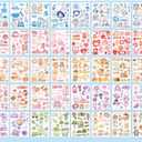 2 x 50 Sheets Cute Washi Paper Stickers Cartoon Animal Camping Picnic Food Toast DIY Art Craft Sticker for Book Planner Stationery Envelope Gift Box Scrapbook Journaling Bottle
