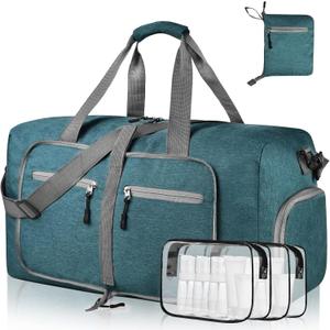 Dimayar 85L Travel Duffle Bag - Foldable Duffel Bag with Shoes Compartment - Overnight Bags Waterproof & Tear Resistant(Green)