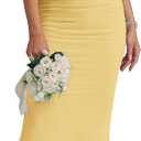 KUTUMAI Off The Shoulder Maxi Long Dress Corset Ruched Bodycon Cocktail Formal Wedding Guest Dresses for Women, XL