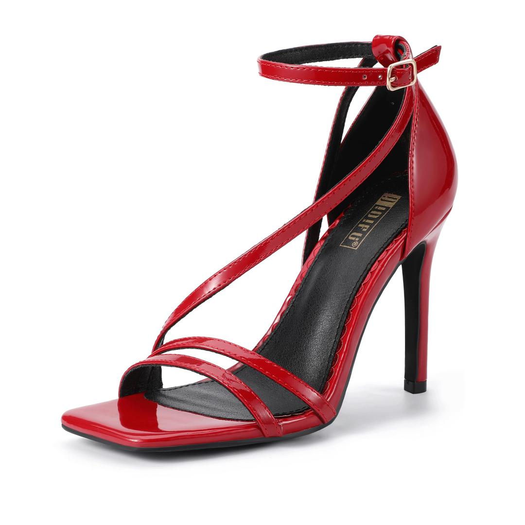 IDIFU Red Square Toe Sandals, size 6