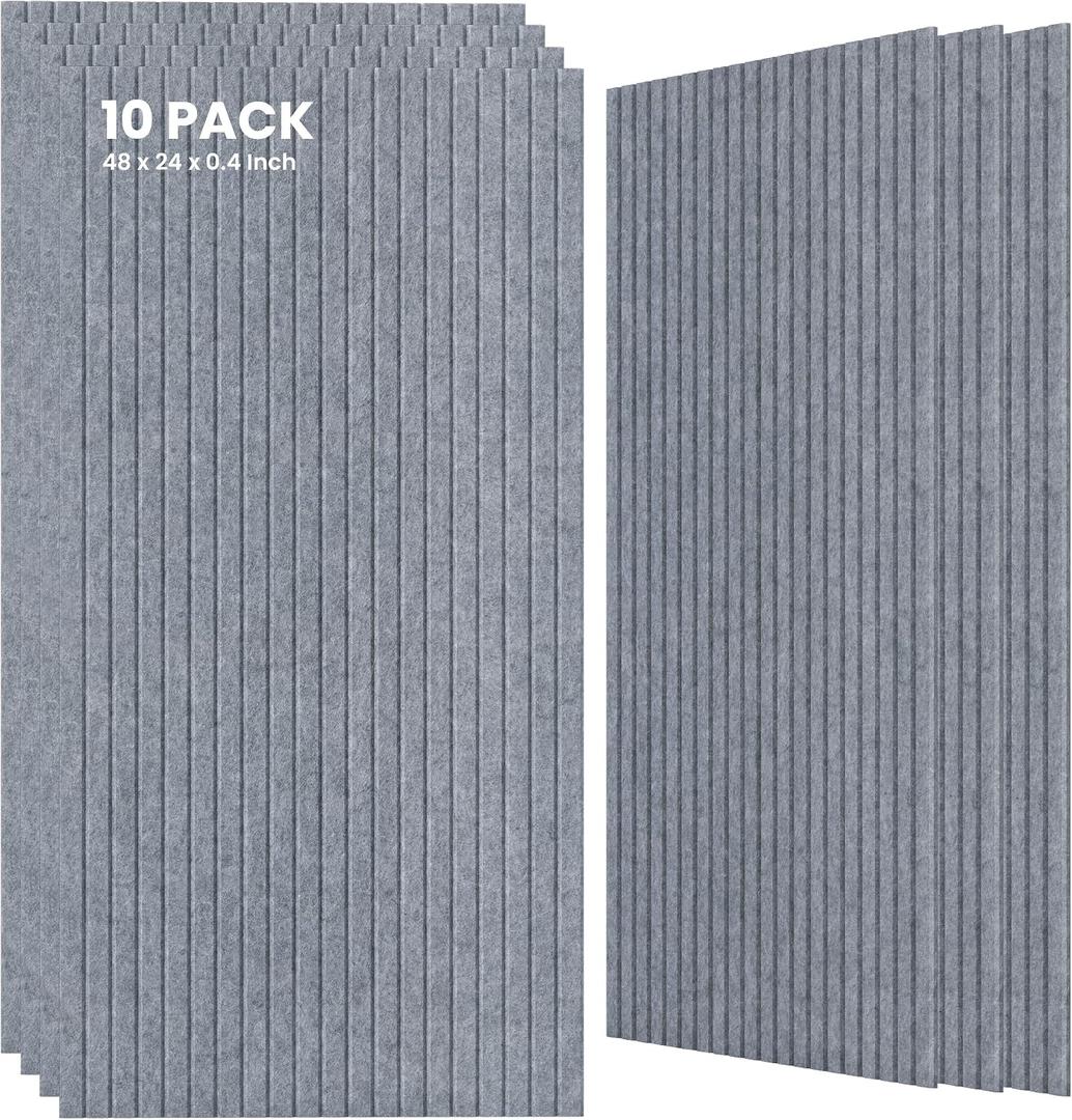 10 Pack Large Acoustic Panels,47.2 x 23.6 x 0.35 Inch Sound Proof Foam Panels for WallsPremium Noise Dampening Panels,Sound Panels for Media Room, Office and Studio,African Gray, 10 pcs - 47.2'' * 23.6''