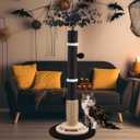 Scratching Posts for Indoor Cats Adults,45'' Tall Halloween Gothic Scratching Post with 3.5Inch Diameter Sisal Rope,Black Cat Scratcher with Interactive Ball Toys Self Groomer Brush for Large Cats