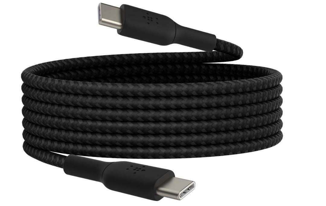 Belkin BoostCharge Braided USB-C to USB-C Cable (2M/6.6ft) for iPhone 16, iPhone 16 Pro, iPhone 16 Pro Max, Galaxy S25, S24, Note, Pixel 9 & 8, iPad Pro, Nintendo Switch 2 & More - Black
