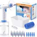 Ear Wax Removal, Electric Ear Cleaning Kit with Light, FSA-HSA-Eligible, Ear Irrigation Kit with 4 Pressure Modes, Safe and Effective Ear Flush Kit with Ear Cleaner - Includes Basin, Towel & 15 Tips (Blue)