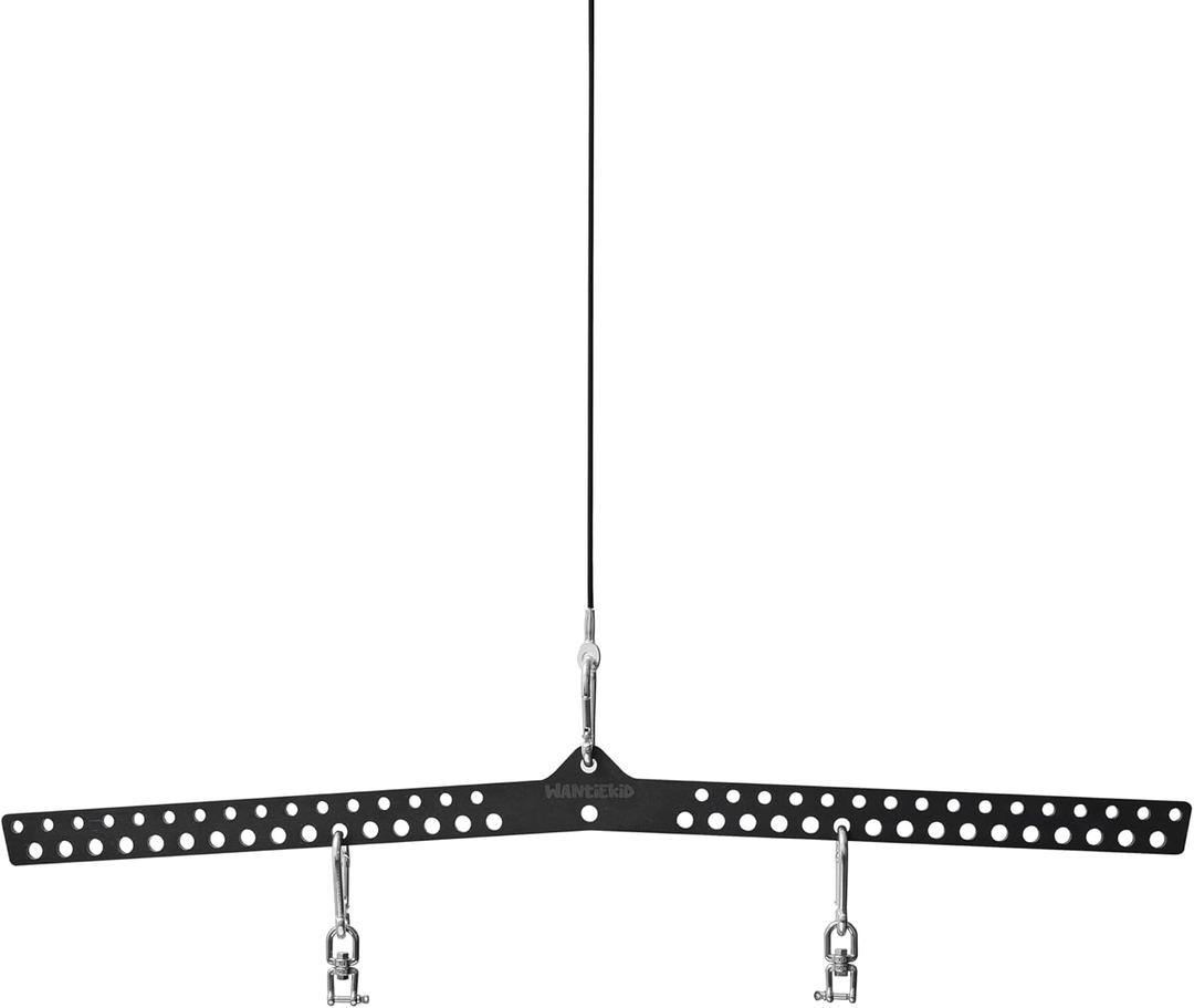 Multi-Grip LAT Pull Down Bar Hardened Powder-Coated Finish, 360 Rotating Stainless Steel Adapter, Neutral & Wide Grip Spreader Bar for Pulley System Gym & Cable Machines (BLACK-38in)