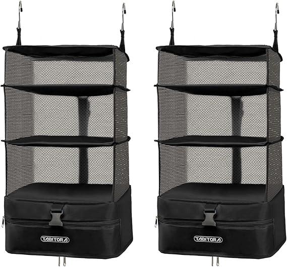 TABITORA Portable Hanging Travel Shelves Bag Packing Cube Organizer Suitcase Storage Large Capacity