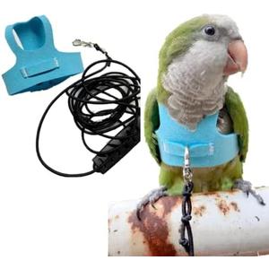 Bird Flight Harness Vest, Parrot Flight Suit with Leash for Parakeets Cockatiels Conures Budgies, Bird Flying Clothes with Rope and Handle for Outdoor Activities Training (S, Blue)