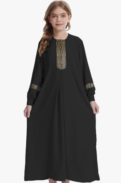 GYQMBT Long Sleeve Muslim Dress for Abaya,Islamic Clothes,Prayer Clothes Robe. Size 140