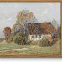 ARPEOTCY Vintage Farm Framed Wall Art, Cottage Scenery Retro Painting Decor Aesthetic, Large Canvas Print Artwork, Country Farmhouse Wall Pictures for Living Room Decor 24x36 Inch