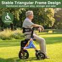 Walkers for Seniors, Rollator Walker with Seat, 10" Big Rubber Wheels All Terrain Rolling Walker, Lightweight Foldable Rollator Walker, Built-in Cable, Reinforced Aluminum Frame, Blue