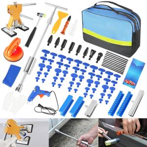 83pcs Paintless Dent Puller Kit, Body Repair Tools Dent Removal Tools with Golden Lifter, Slide Hammer T-Bar, Large Size Puller Dent Suction Cup for Car Refrigerator Door Ding Repair