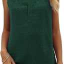 Women's Tunic Tank Tops Dressy Casual Sleeveless Shirts 2025 Trendy Summer Beach Loose Fit Swiss Dot V-Neck Blouses (Green, M)