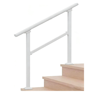 Hand Rails for Outdoor Steps，Stair Handrail & Indoor Stair Railing Kit，Railings for Outdoor Steps for Fence & Outdoor Steps (1, White-Straight, 3 Step)