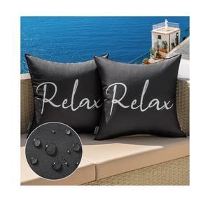 MIULEE Outdoor Waterproof Throw Pillow Covers Set of 2 Relax Decorative Outdoor Square Pillowcases for Chair Patio Garden Couch Tent Balcony Sofa Black 18x18 Inch