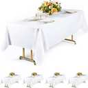 White Table Cloth Rectangle 60 X 102 Inch TableCloths for 6 Foot Rectangle Tables Washable and Reusable Polyester Table Covers for Wedding, Parties, Banquet, Camping (4 Pack)