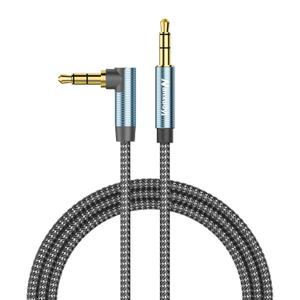 AUX Cord 6ft,3.5mm Stereo Audio Cable 90 Degree Nylon Braided 3.5mm Male to Male Stereo Aux Cables Right Angle TRS Cable Portable Compatible for Headphone, car,Tablets, Speakers (6ft/1.8m)