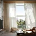 Qiseca Extra Long Curtains Linen Sheer Light Filtering Drapes Ceiling to Floor Loft High Living Room 132 Inch Long Rod Pocket Nature 1 Panel 52x132 (11FT)