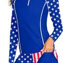 Girls Rash Guard Swimsuit 2Pcs Quarter-Zip Long Sleeve Sun Protection Bathing Suit + Swim Shorts for Girl 9-16Y (Blue)