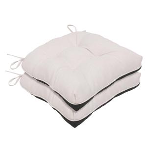 RACE LEAF Indoor Chair Cushions 2 Pack, Tufted Memory Foam Dining Room Chair Pads with Ties and Non-Slip Backing, Kitchen Seat Cushions 15.5" X 15.5" Light Gray