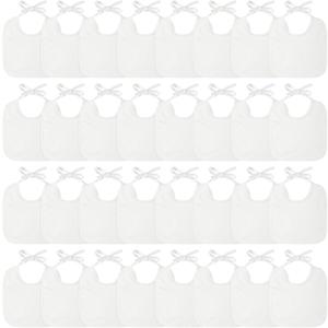 Panitay Solid White Feeder Bibs Cotton Baby Bibs for Feeding DIY Baby Shower Games Gender Reveal Party