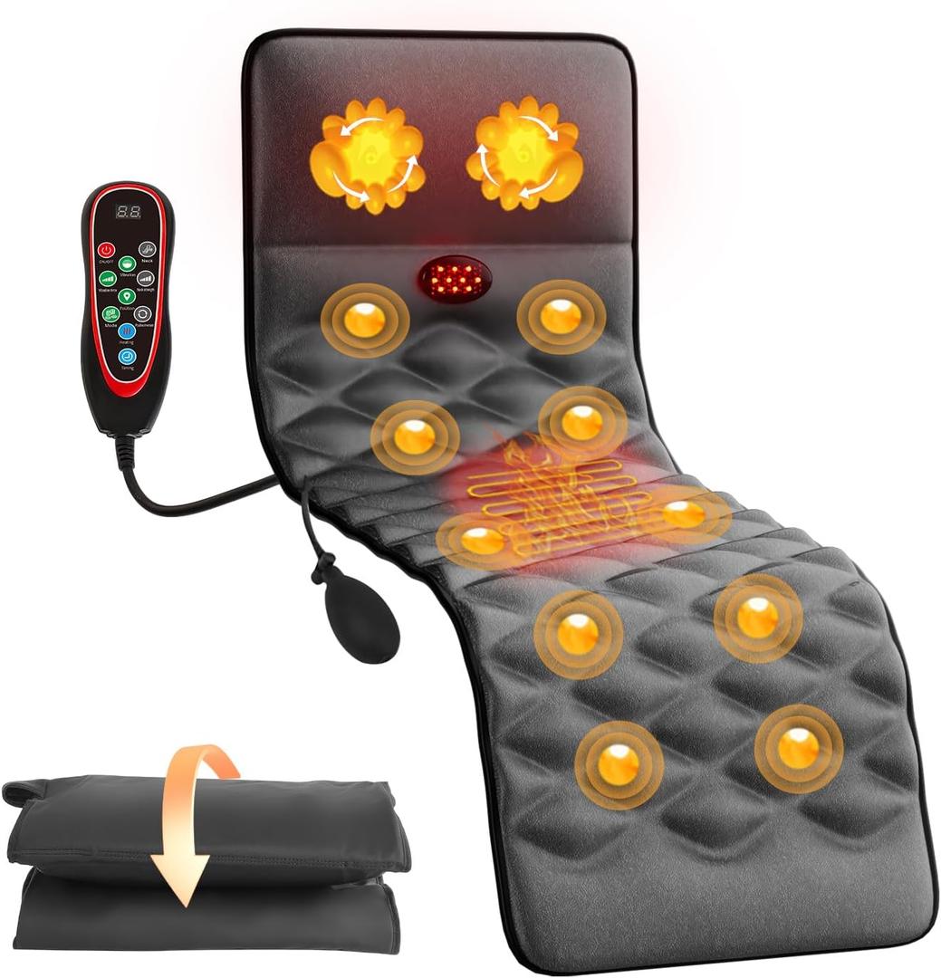 Full Body Massage Mat with 9 Vibration Levels, Multiple Modes Massage, Neck Massage with Heating, and Wired Remote, Relaxation at Home for Family, Women/Men Full Body Massage Mat with 9 Vibration Levels, Multiple Modes Massage, Neck Massage with Heating, and Wired Remote, Relaxation at Home for Family, Women/Men