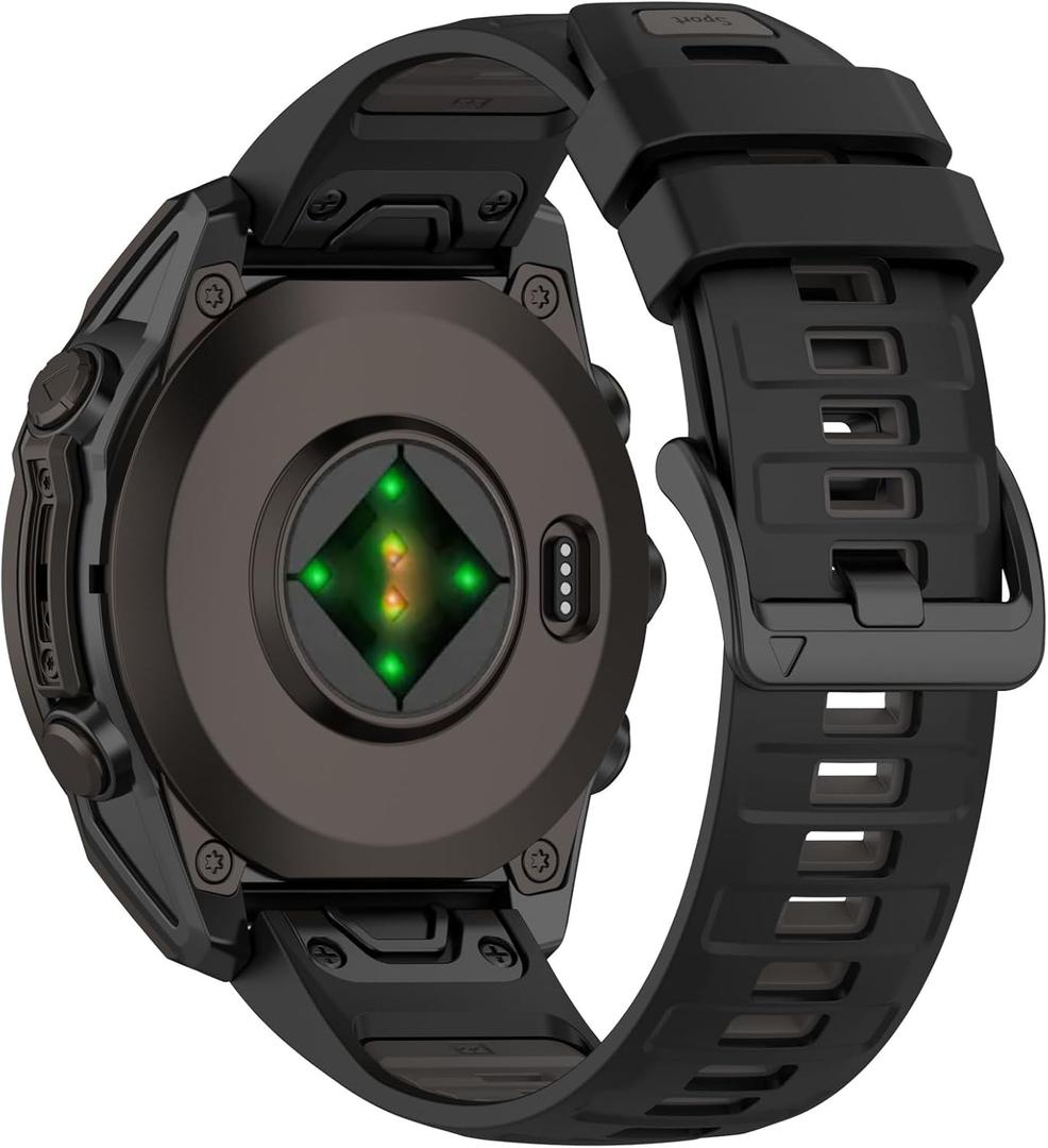 Compatible with Garmin Fenix 8 Replacement Wrist Band - 22mm Replacement Silicone Wrist Watch Band Strap Compatible with Garmin Fenix 8/8 Pro Amoled 47mm(Black+Gray)