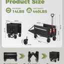Collapsible Wagon 440lbs Load 42.5" Extra Long with Brake, Cover, Tailgate | 120L Plus Capacity, Heavy Duty, All Terrain, beach wagon, foldable wagon, Folding Wagon for Dogs, Sand, sport, Groceries