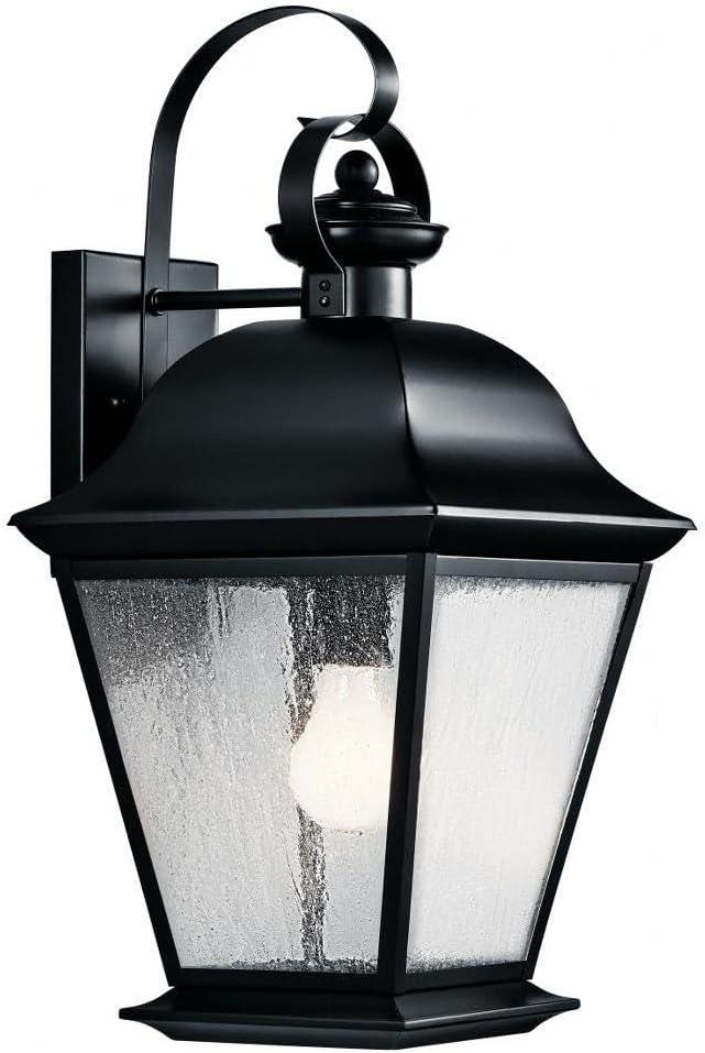 Kichler Mount Vernon 1-Light Outdoor Wall Light in Black, Clear Seeded Glass for Traditional Exterior Style, (9.5" W x 19.5" H x 10.25" D), 9709BK