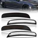 Front & Rear Fender [Ultra-Bright] 2-Row Full LED Side Marker Lights for Dodge Charger RT SXT R/T GT 2015-2023, Smoked Lens Side Bumper Marker Lamps, White LED Side Signal Lights, 4 PCS