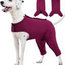 Kuoser Dog Surgery Suit for Back Legs, Dog Rear Leg Sleeve to Stop Licking, Female Spay Recovery Suit for Dogs After Surgery, Pet Puppy Surgical Pants Onesie for Abdomen Wounds Skin Disease (Large, Purple)